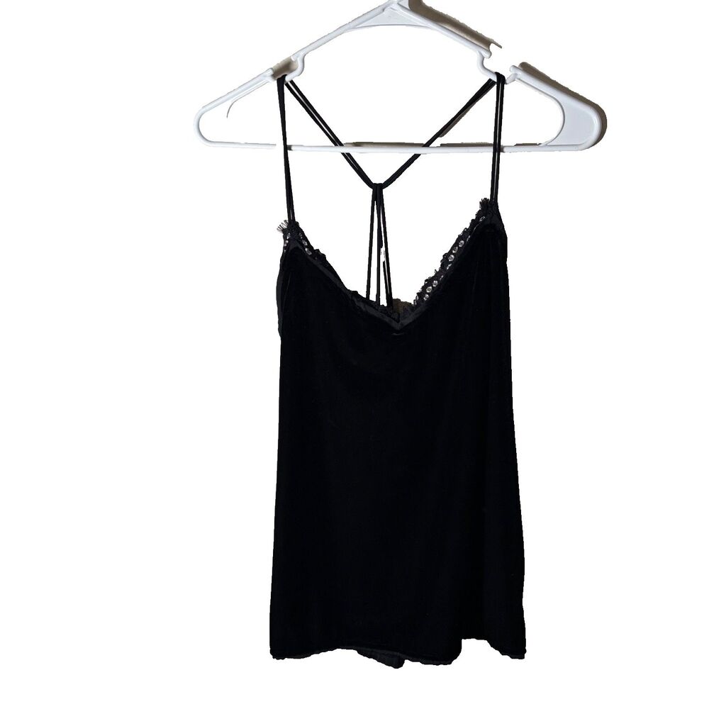 Abercombie & Fitch Velvet Velour Tank Top Women's Medium Lace Trim Cami